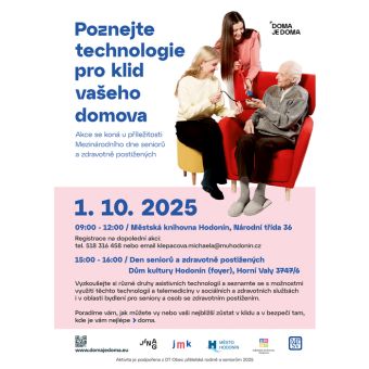 Přednáší Jihomoravská agentura pro veřejné inovace JINAG. Zájemci, kteří se chtějí seznámit s asistivními technologiemi, se mohou přihlásit u vedoucího odboru sociálních věcí a školství Městského úřadu Hodonín. Kontaktní údaje: klepacova.michaela@muhodonin.cz, telefon +420 518 316 458.